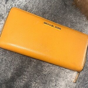 Michael Kors Mustard Leather Zip Wallet
